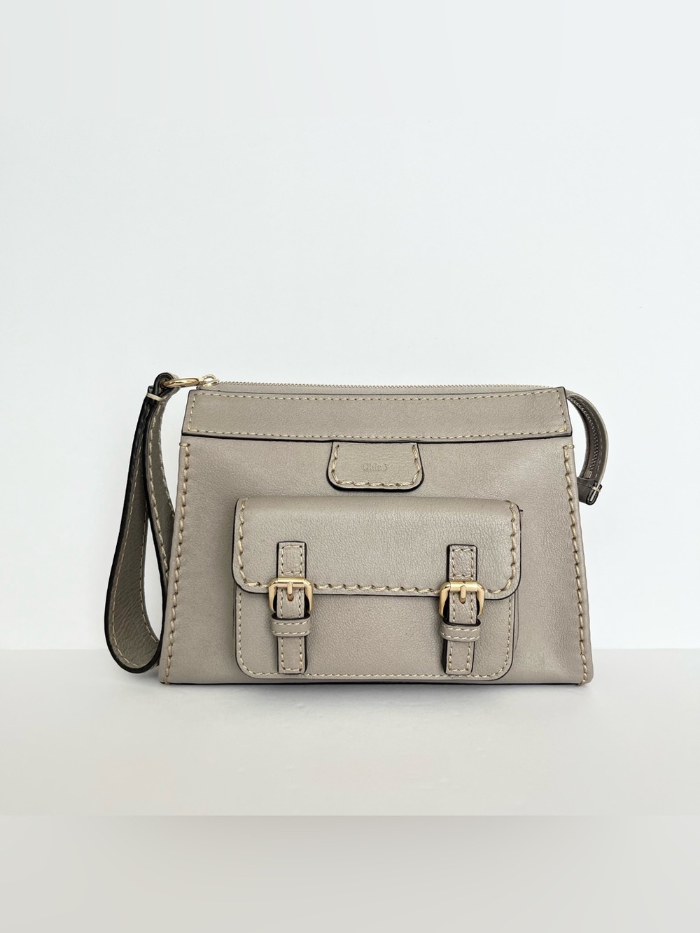 Chloe Edith Small Leather Pouch Cluth Wristlet Gray Italy Minimalist Italy Luxe
